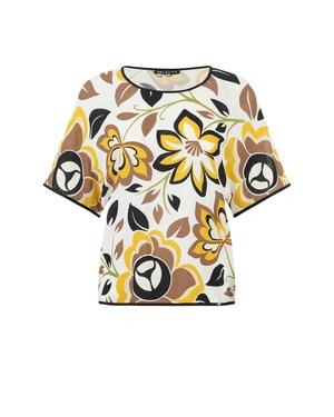 Floral blouse made of viscose, with short sleeves and a contrasting floral print | OUTLET SUMMER | Dika.test Floral blouse made of viscose, with short sleeves and a contrasting floral print | OUTLET SUMMER
