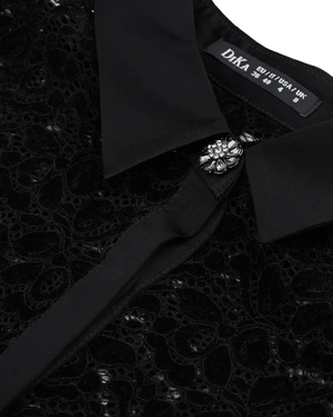 Formal black lace shirt with velvet details | COLLECTION - 7