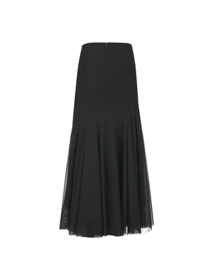Jupe longue formelle en crêpe noir | Jupes - 1