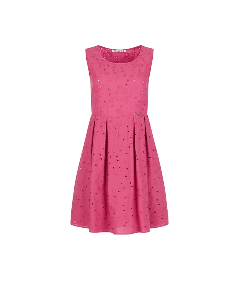 Fuchsia summer dress with English embroidery | Dresses