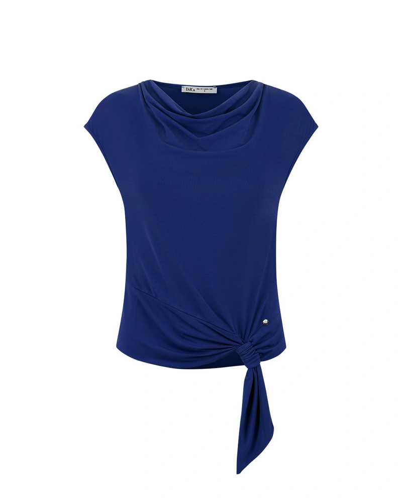 Fuchsia t-shirt with Grecian neckline | OUTLET SUMMER