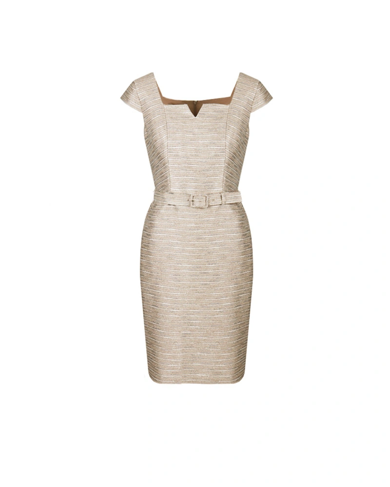Golden cocktail dress with lurex threads | Dresses