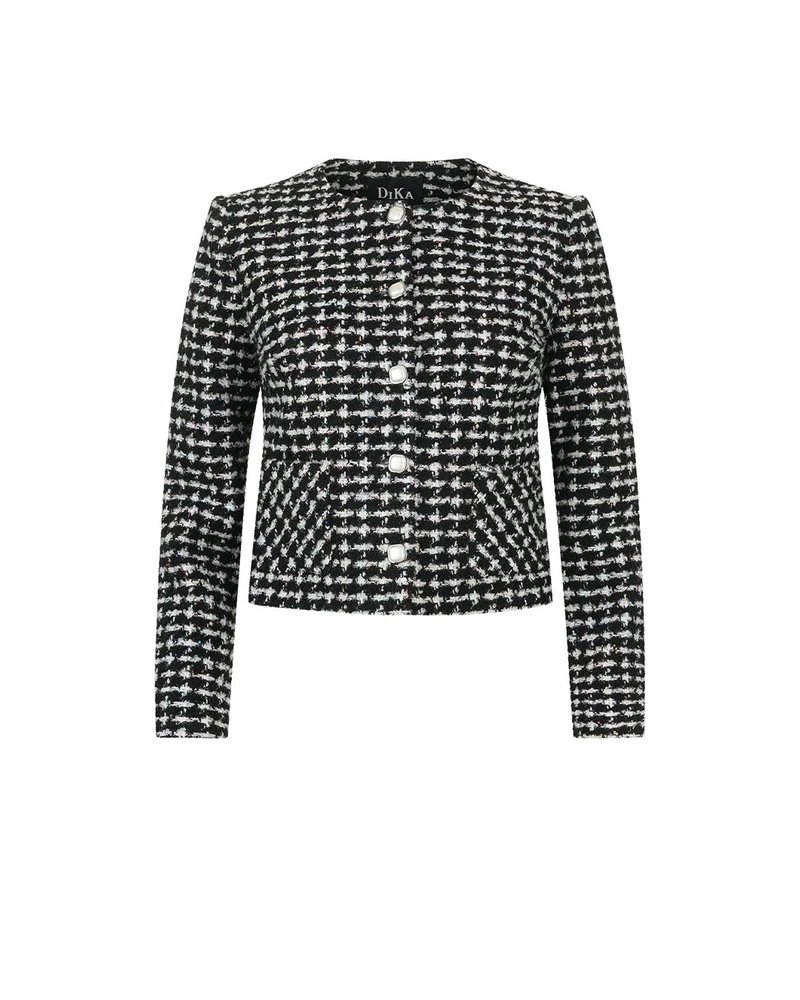 Graphic black and white tweed blazer | Jackets and Coats