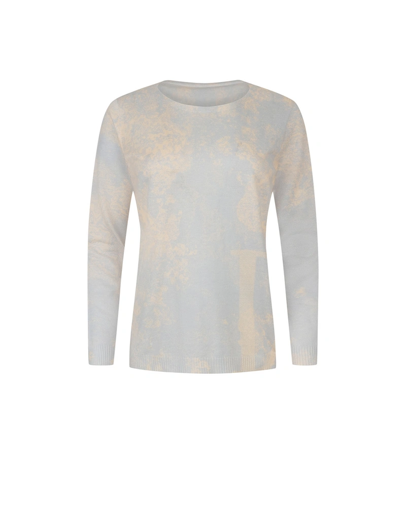 Gray-beige sweater with abstract print | Knitwear