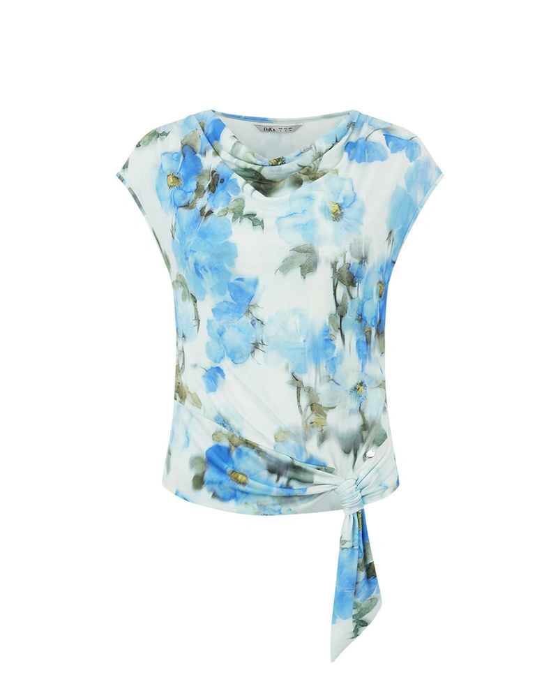 Greek neck t-shirt with floral print | T-shirts and Tops