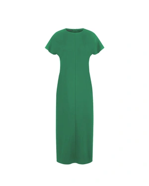 Green classic dress with short dropped sleeve and below-the-knee length | All products | Dika.test Green classic dress with short dropped sleeve and below-the-knee length | All products