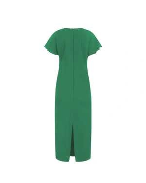 Green classic dress with short dropped sleeve and below-the-knee length | All products | Dika.test - 1 Green classic dress with short dropped sleeve and below-the-knee length | All products - 1