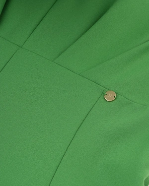 Green dress with short puff sleeves and high waist | All products | Dikastore.ro - 2 Green dress with short puff sleeves and high waist | All products - 2
