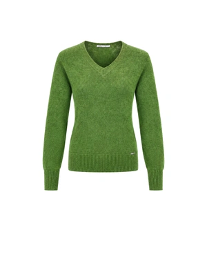 Green seamless wool sweater with a V-neck | Pullovers | Dika.com Green seamless wool sweater with a V-neck | Pullovers