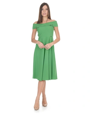 Rochie elegantă verde cu umeri goi și siluetă în linie A | NOUTATI - 1