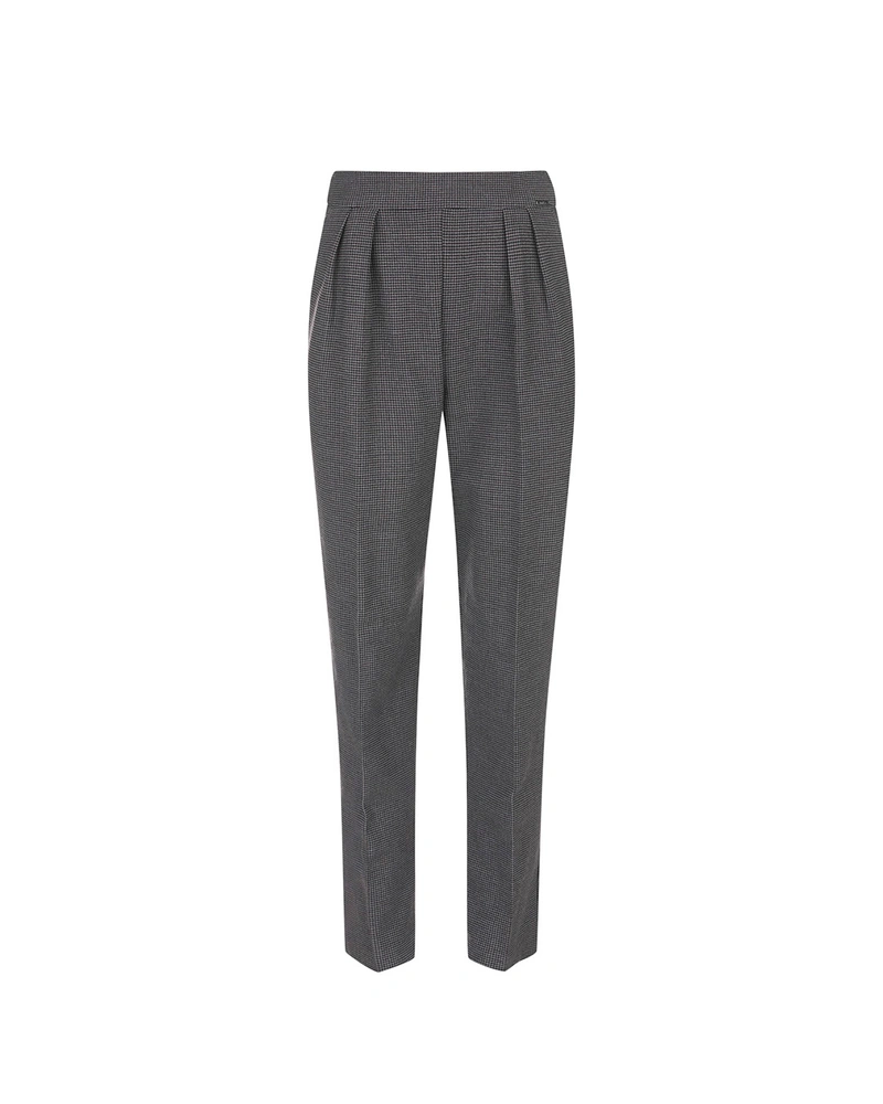 Grey women’s high-waisted trousers with pleats | Trousers