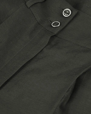 Khaki linen and viscose trousers, with crease | Trousers and Leggings - 2
