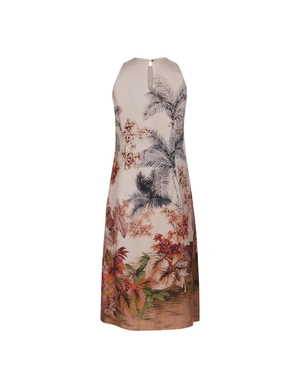 Knee-length dress with a floral print | Dresses - 2