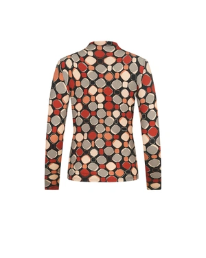 Knitted blouse with a geometric print in earthy tones | T-shirts - 1
