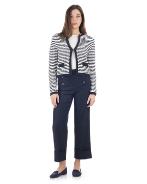 Плетена жилетка в тъмносиньо и бяло | Casual - 10