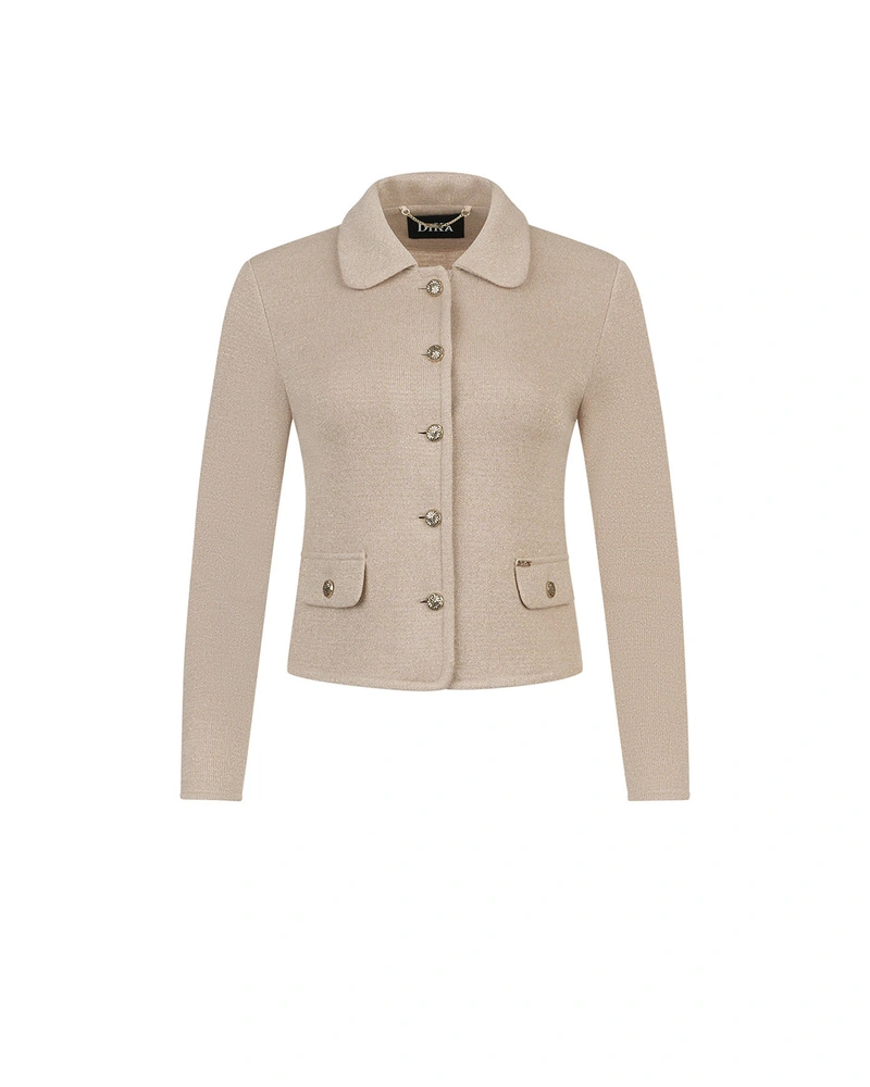 Knitted light beige blazer with lurex threads | Jackets and Coats