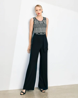Knitted viscose top with graphic black-and-white motif | Pullovers and Cardigans - 1