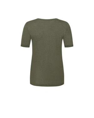 Knitted viscose top with short sleeves in khaki | OUTLET SUMMER - 1
