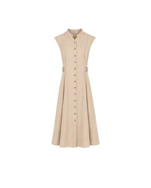 Light beige cotton shirt dress with shaping seams | Dresses | Dika.bg Light beige cotton shirt dress with shaping seams | Dresses