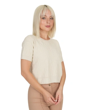 Bluză tricotată bej deschis cu motive în relief | Tricotaje - 3