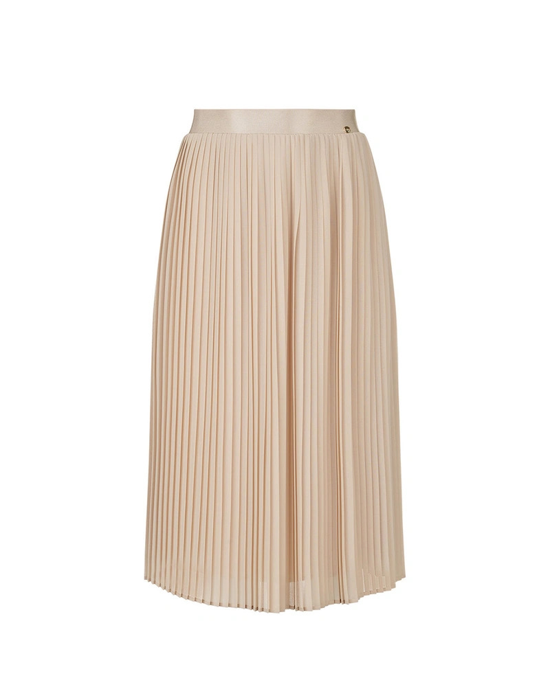 Light beige midi skirt in fine pleated chiffon | Skirts and Shorts