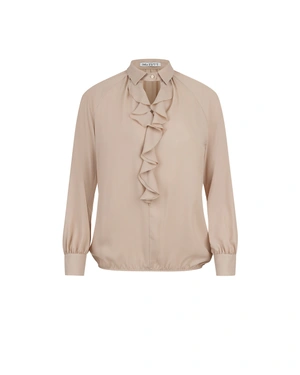 Light beige mousseline blouse with jabot | Blouses