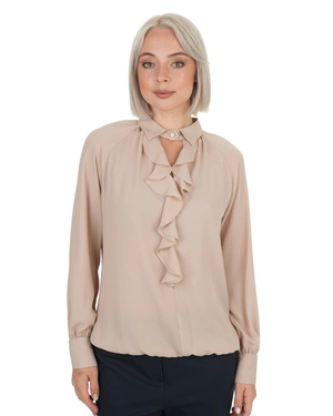 Light beige mousseline blouse with jabot | All products - 4