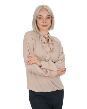 Light beige mousseline blouse with jabot | All products - 5