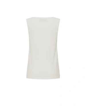 Light beige sleeveless top with round neckline | Pullovers - 1