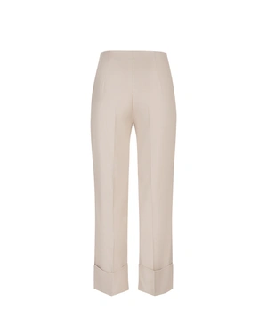 Light beige straight-leg trousers with cuffs and gold buttons | Trousers and Leggings - 4