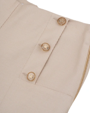 Light beige straight-leg trousers with cuffs and gold buttons | Trousers and Leggings - 5