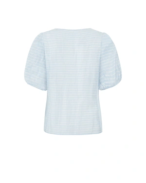Light blue blouse with short puff sleeves | OUTLET SUMMER | Dika.test - 1 Light blue blouse with short puff sleeves | OUTLET SUMMER - 1