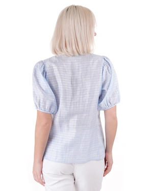 Light blue blouse with short puff sleeves | OUTLET SUMMER | Dika.test - 3 Light blue blouse with short puff sleeves | OUTLET SUMMER - 3