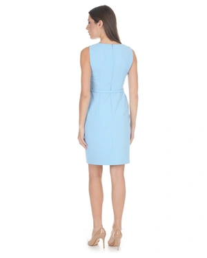 Light blue business dress with a straight silhouette | Dresses - 10