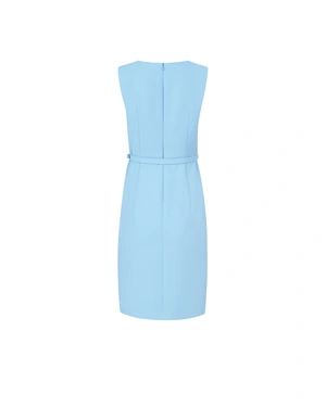 Light blue business dress with a straight silhouette | Dresses - 11
