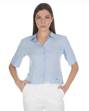 Light blue shirt in viscose and linen blend | Shirts | Dika.rs - 1 Light blue shirt in viscose and linen blend | Shirts - 1