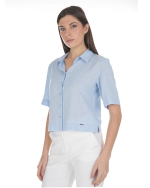 Light blue shirt in viscose and linen blend | Shirts | Dika.rs - 2 Light blue shirt in viscose and linen blend | Shirts - 2