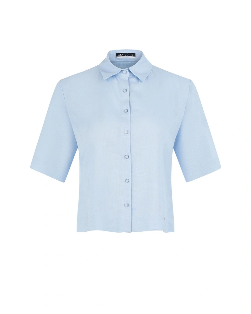 Light blue shirt in viscose and linen blend | Shirts