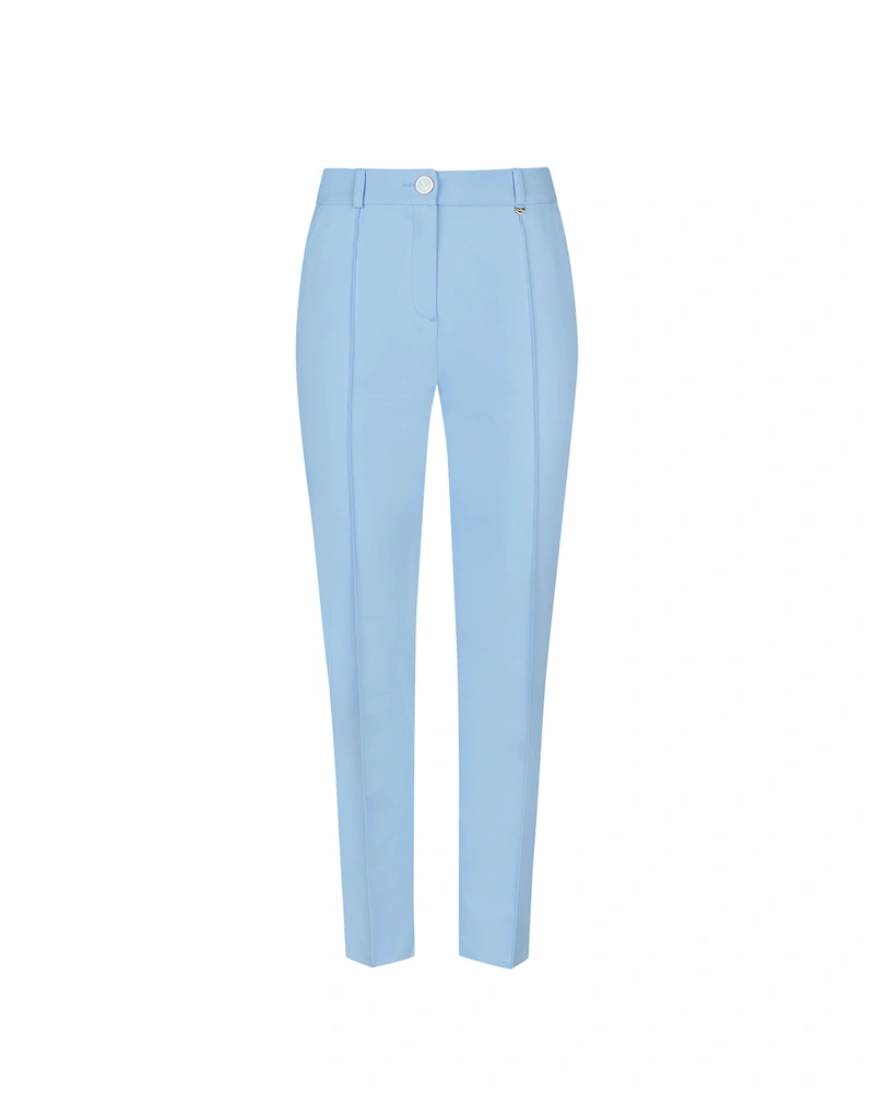 Light blue summer cotton trousers with a crease | OUTLET SUMMER