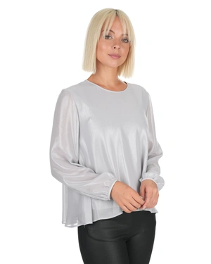 Light gray satin blouse | Blouses | Outlet DiKa - 3 Light gray satin blouse | Blouses - 3