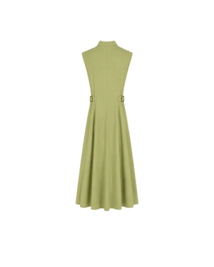 Light green cotton shirt dress with shaping seams | Dresses - 3