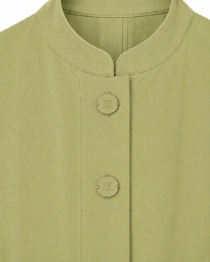 Light green cotton shirt dress with shaping seams | Dresses - 4