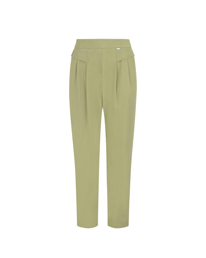 Light green cotton tapered trousers | Trousers