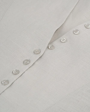 Light grey hemp blouse with 3/4 sleeves and round neckline, featuring buttons | Blouses and Shirts - 2