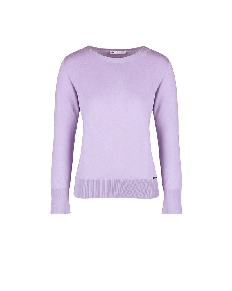 Light purple fine sweater with crew neck, made of certified viscose | Knitwear