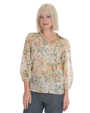 Bluză ușoară din bumbac cu imprimeu floral delicat în tonuri pastelate | Bluze - 8