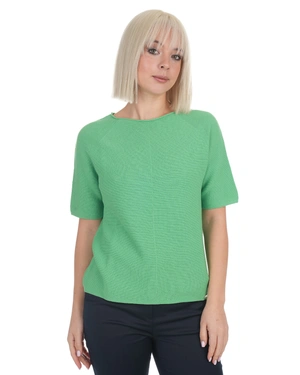 Lightweight short-sleeved cotton sweater in a fresh green hue | Knitwear - 2