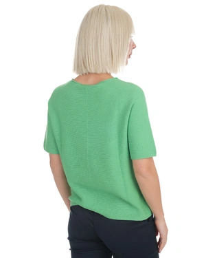 Lightweight short-sleeved cotton sweater in a fresh green hue | Knitwear - 3