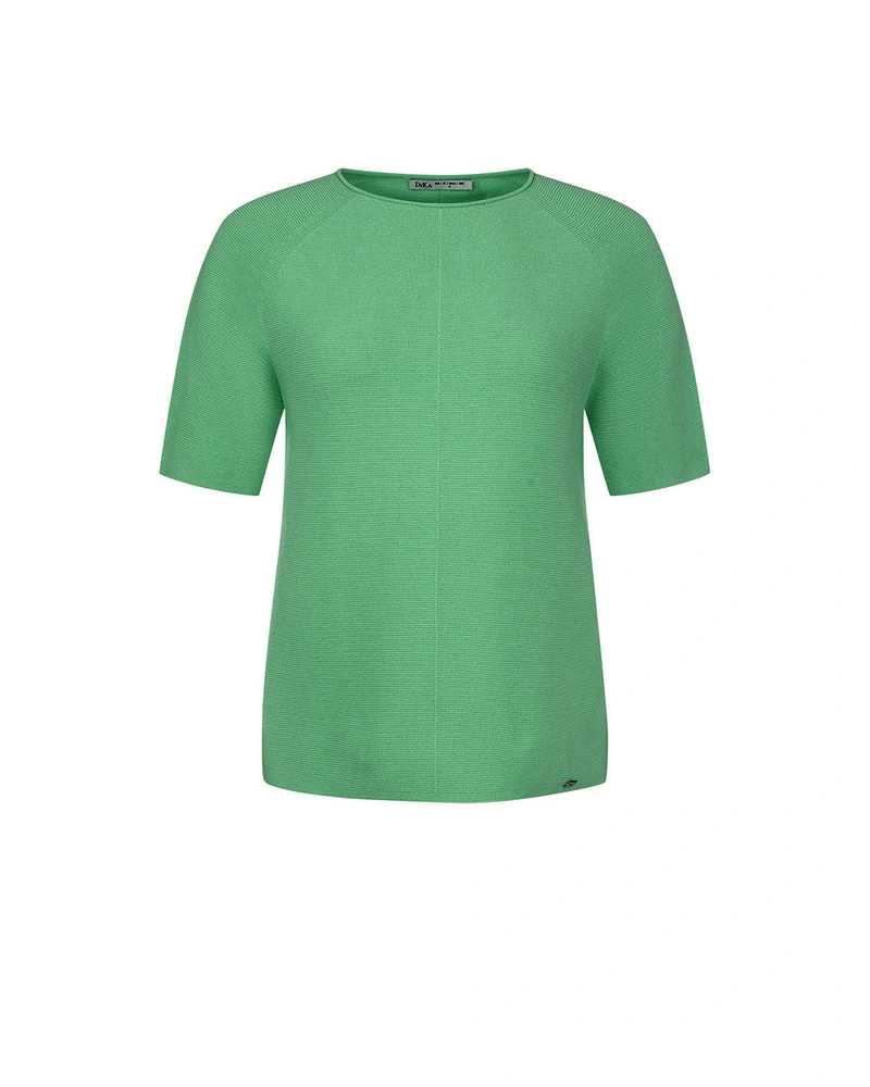 Lightweight short-sleeved cotton sweater in a fresh green hue | Pullovers