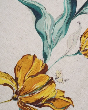 Linen and FSC viscose dress with floral motif | Dresses - 3